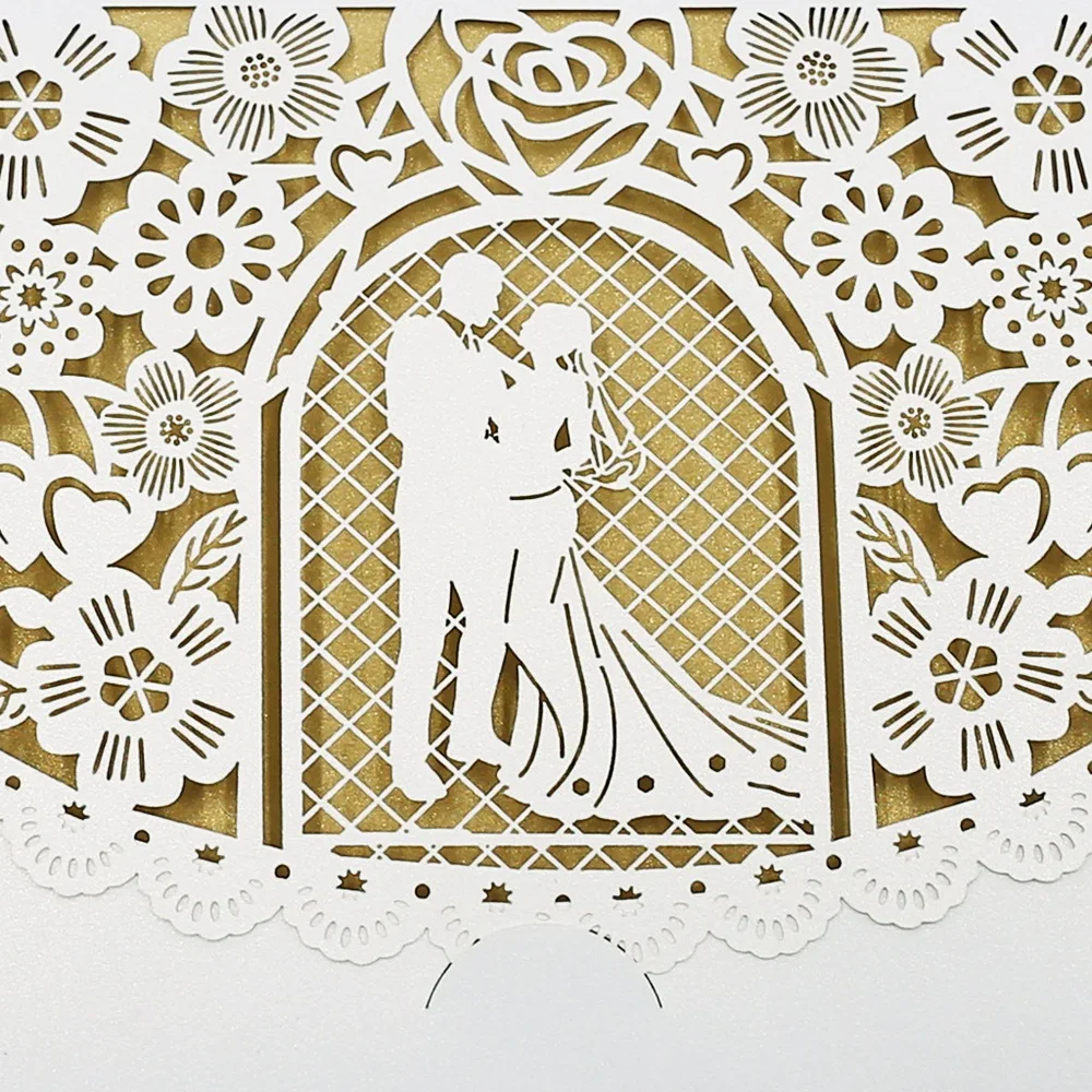  200PCS Hollow Wedding Invitation Card Inside Card Sealing Sticker Envelope Bride Groom Wedding Invi - 4000575472356