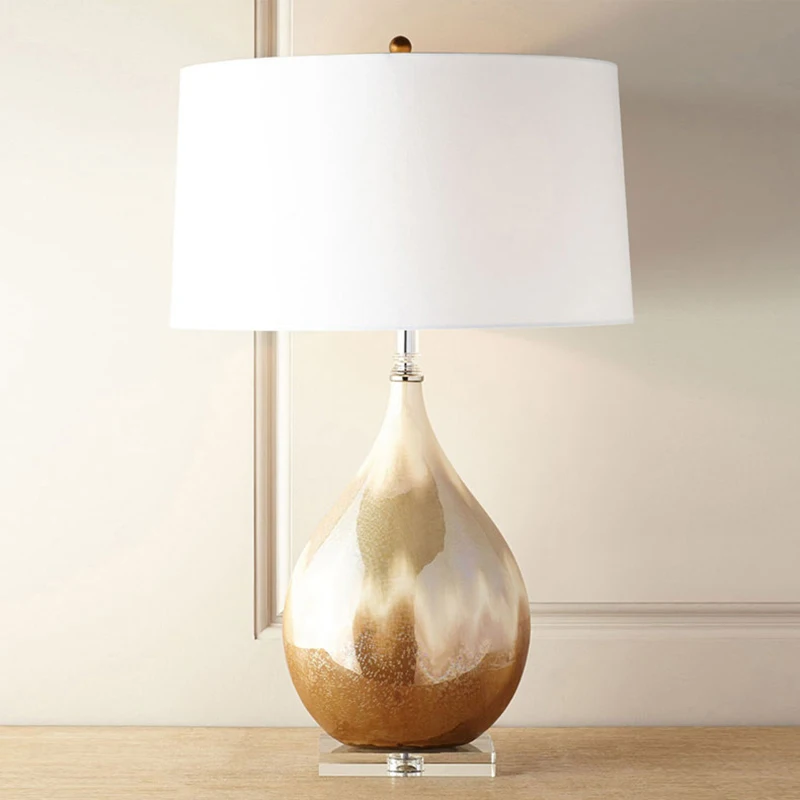 American Table Bedroom Bedside Lamp Personality Designer Creative Pearl Glaze Ceramic Light Luxury Hotel Study | Освещение
