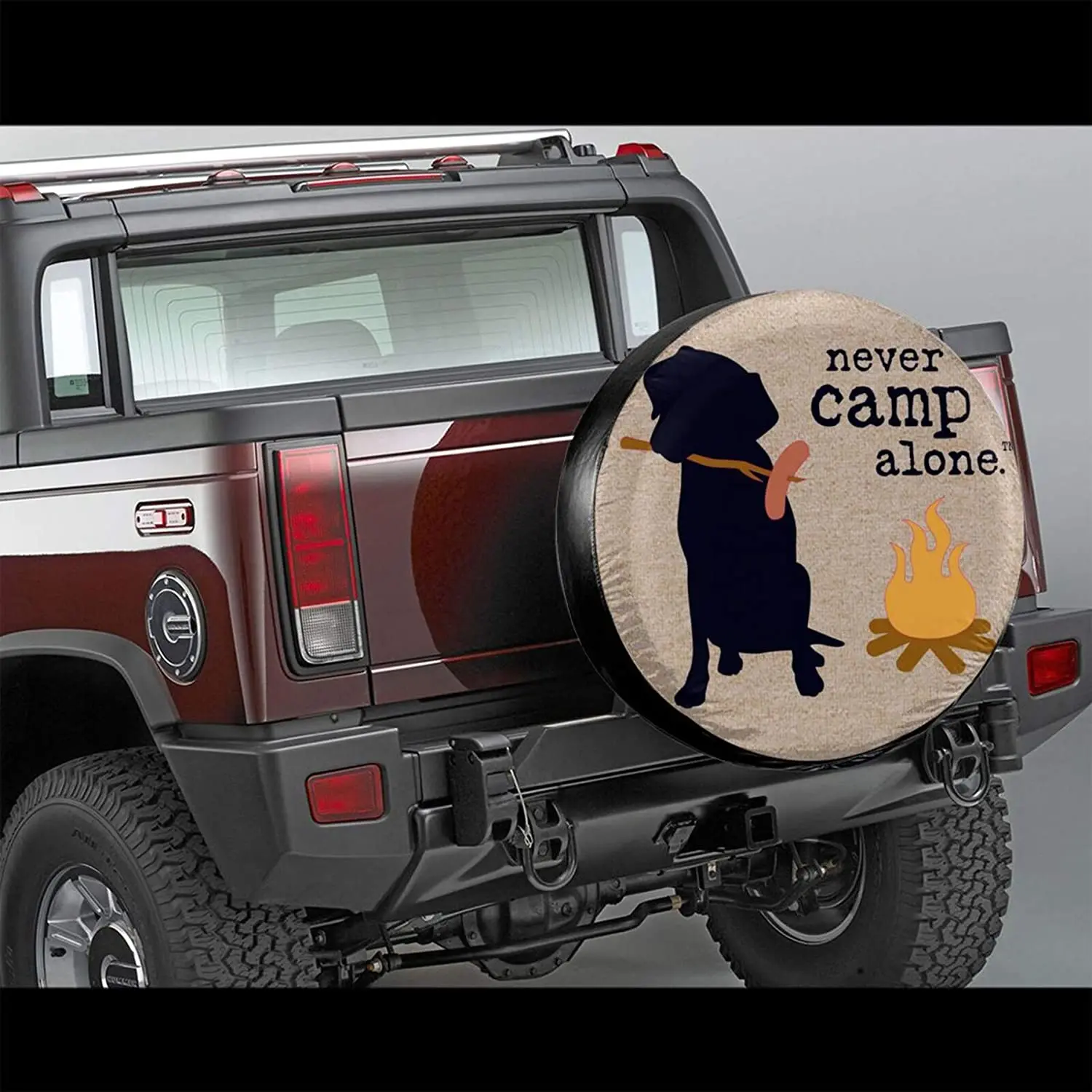 Never Camp Alone Dog Spare Tire Cover Waterproof Wheel Tire Cover Fit for SUV 
