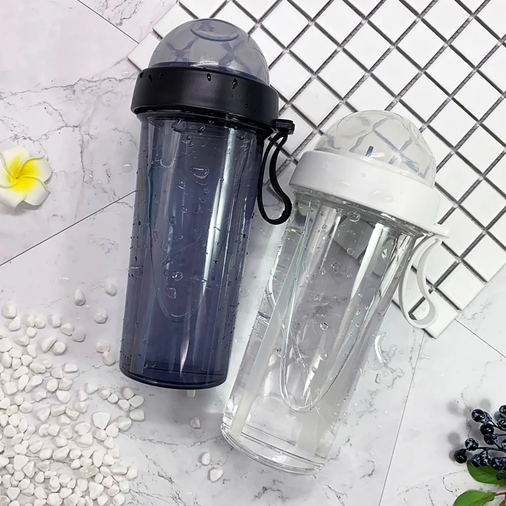 Парная двойная чашка для питья, бутылка для воды, Спортивная круглая кружка для кофе, двойная трубка, открывающаяся конструкция, сохраняющая чашку