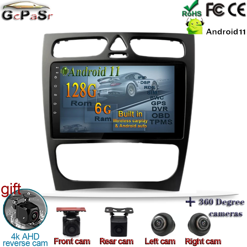 Android 11 для Mercedes/Benz/W209/W203/ML/W163/Viano/W639 Авторадио сенсорный экран Радио Мультимедийный