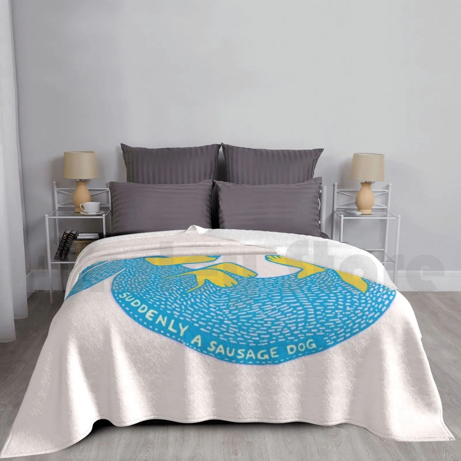 

Внезапно сосиска собака-Ручная роспись эскиза синего таксы щенка одеяло для дивана кровати путешествия такса