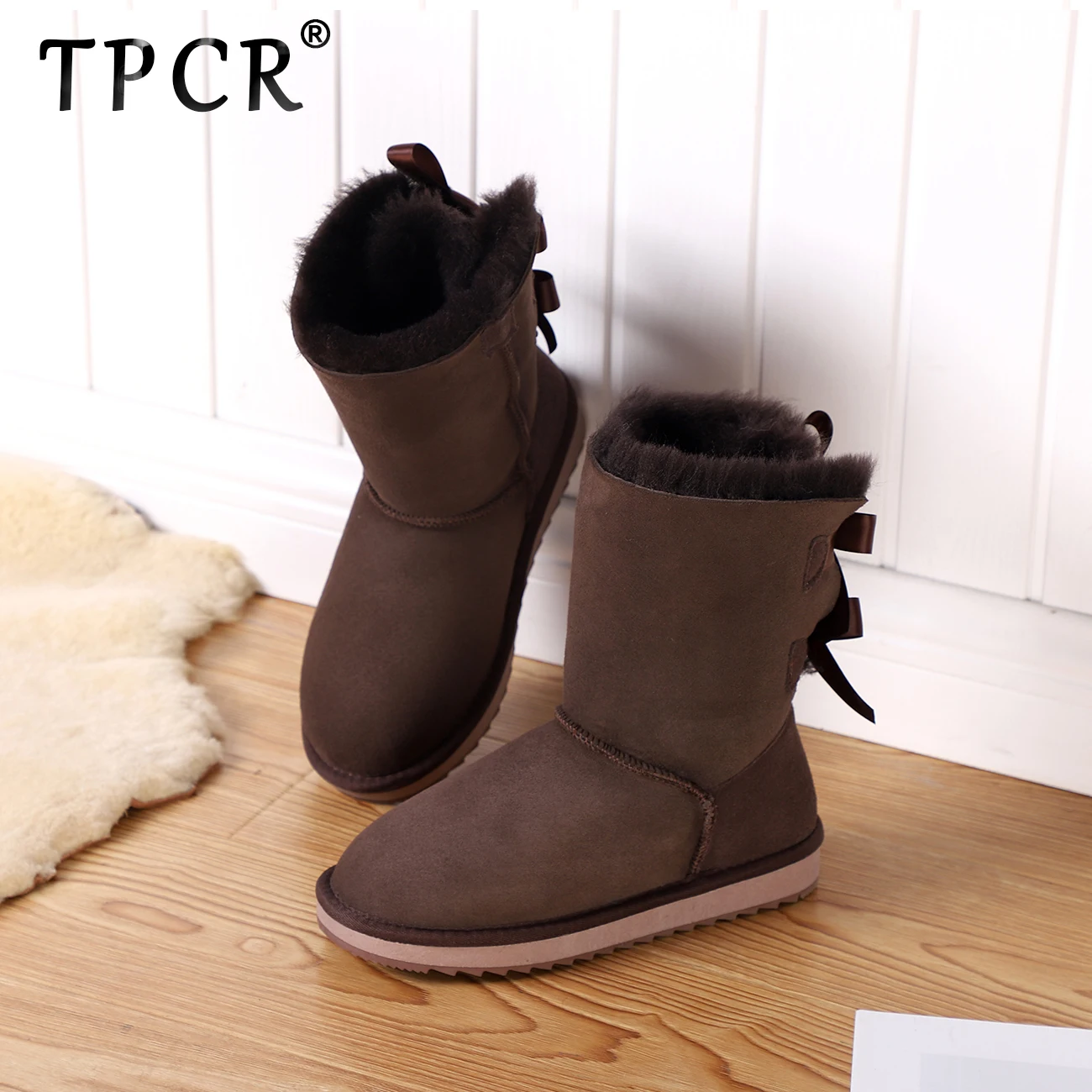 Классические женские сапоги TPCR из овечьей кожи модные короткие зимние на