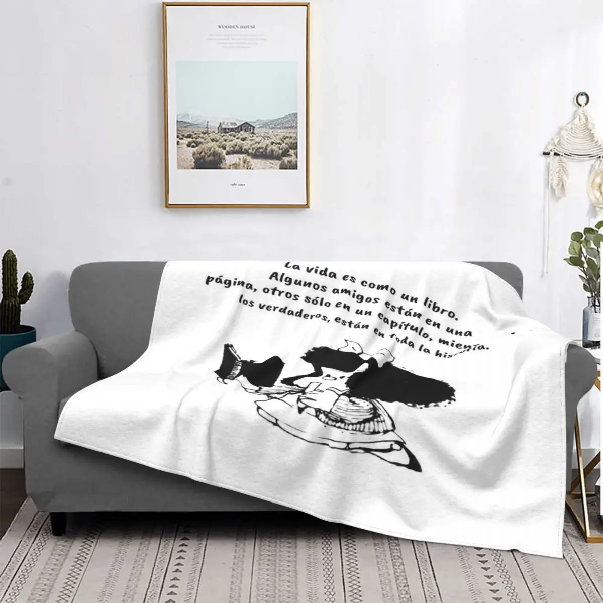 Manta a cuadros с frase Fun en español colcha de Mafalda cubierta cama manta mullida verano alfomb | Дом и сад
