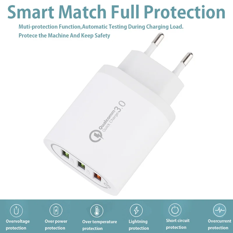 3 USB зарядное устройство QC3.0 Быстрая зарядка настенное зарядное устройство адаптер для мобильного телефона ЕС вилка Универсальное зарядное устройство для мобильного телефона s для Xiaomi