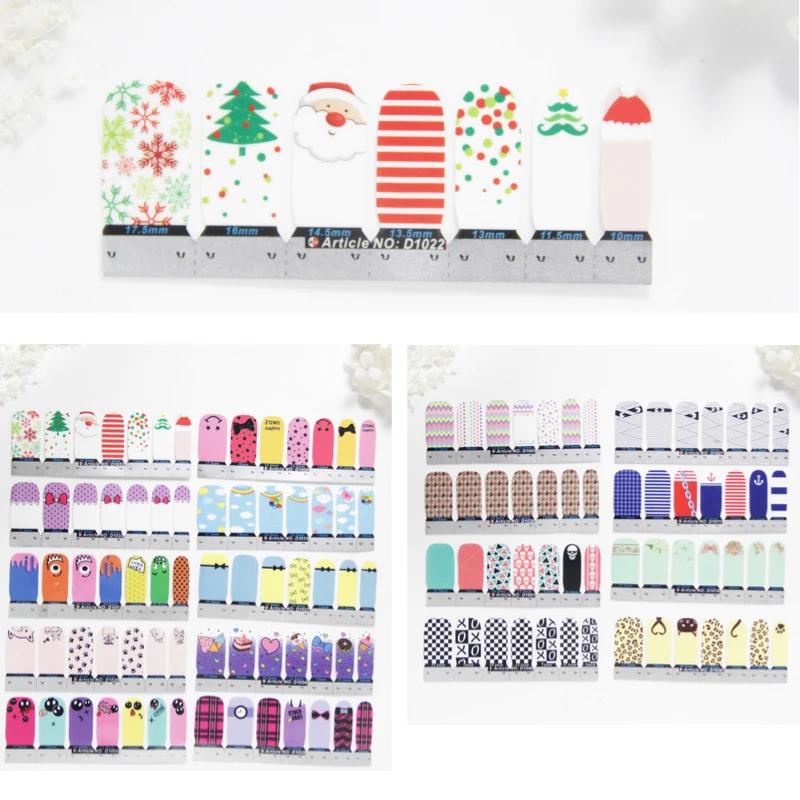 

14tips Nail Art Adhesive Sticker Christmas DIY Flower Manicure Snowflake Shiny Sequins Nail Polish Strips Wraps