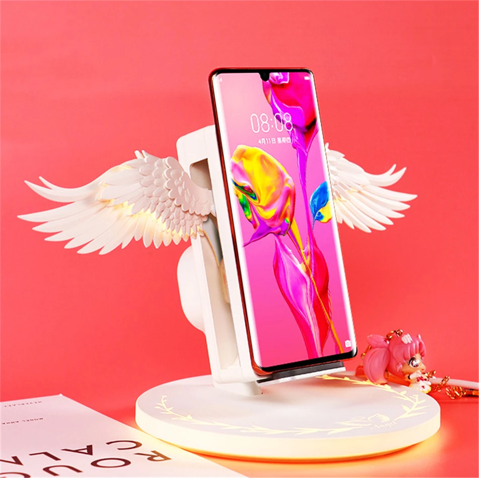 

Angel Wing Qi Wireless Charger Magic 10W Quick Charging Pad for iPhone x xs max 8 Samsung s10 9 Huawei p30 pro Mi 9 Fast Charger
