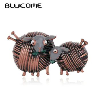 

Blucome Ball Of Yarn Double Sheep Brooches For Women Kids Vintage Enamel Animal Banquet Party Brooch Gifts Hats Scarf Buckle