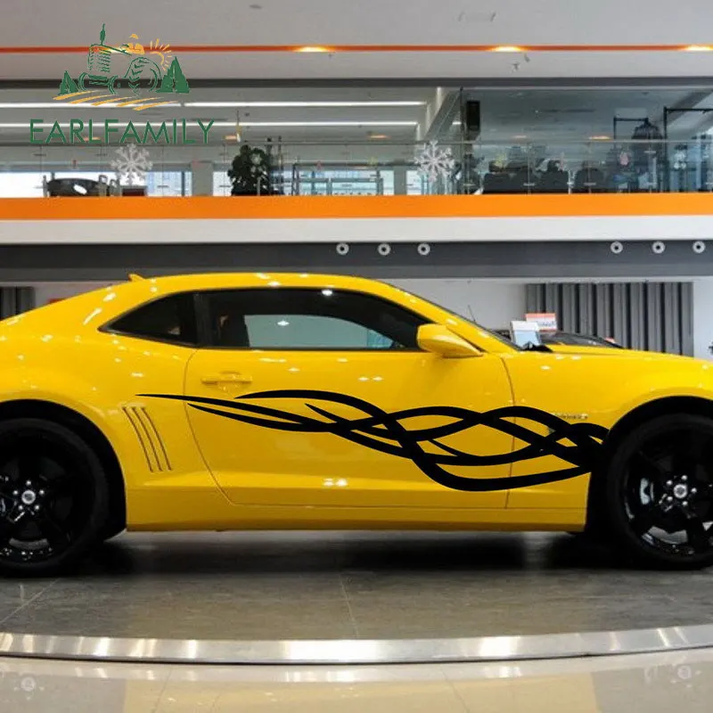 EARLFAMILY 200 см x 37,5 см 2x Racing Twist пламя графика двери виниловые наклейки на машину двигатель наклейка сбоку наклейки комплект наклейки