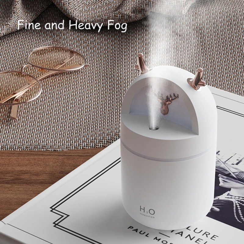 280ML Cute Deer Air Humidifier Aroma Essential Oil Diffusor Ultrasonic USB Fog Sprayer Home Office Purifier with Colorful Lights 6