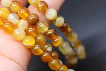 

3strands/lot 4-12mm Natural smooth Yellow agate round stone beads For DIY Necklace Bracelet Jewelry Making Loose 15" Free Ship