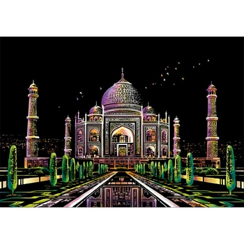 

1 Set Taj Mahal Scraping Painting Drawing Paper Colorful Scratch Art Gift