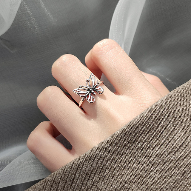 Gold Hollow Butterfly CZ Ring for Women Adjustable Open Design Pave Zircon Butterfly Ring Wedding Jewelry Gift