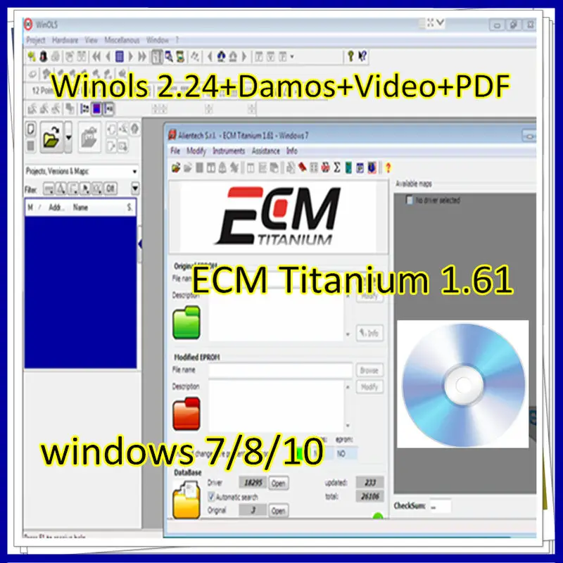2023 Hot Selling Winols 2.24+ Ecm Titanium 26000+ Unlock Patch+ Damos Files+ Video + User Manual Drivers Car Diagnostic Tool