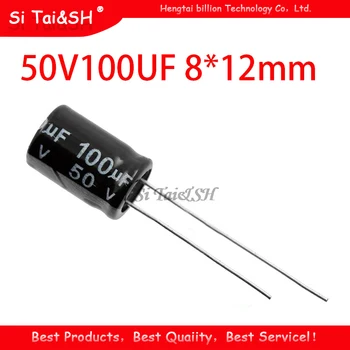

50PCS Higt quality 50V100UF 8*12mm 100UF 50V 8*12 Electrolytic capacitor