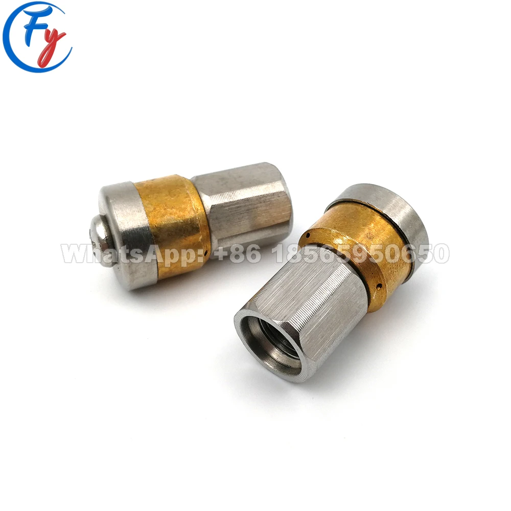 1Piece 1/4" 1/8" 3/8" High Pressure Sewer Cleaning Nozzle Pipe Drain Washing Rotary Nozzle 3 Rear Jets