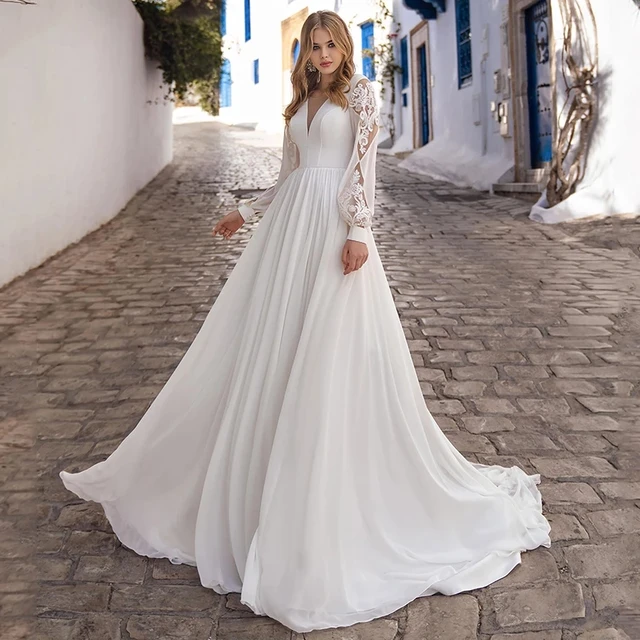 Vestido Elegante Vestidos de Casamento Chiffon - Cinderela Noivas