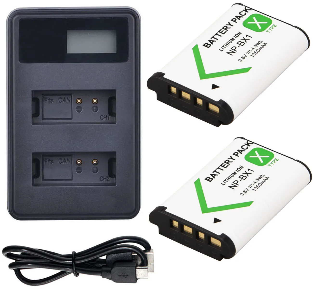 Battery 2 Pack + Charger for Sony Cyber shot DSC RX100 VII, DSC