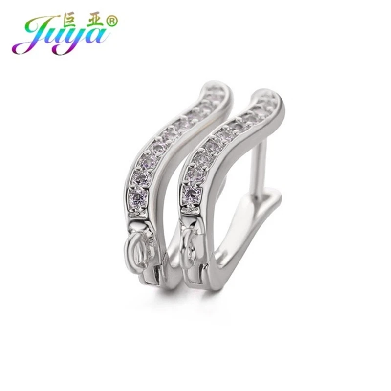 White Gold Juya ювелирные изделия ручной работы, золотые/серебряные серьги, крючки, аксессуары для женщин, роскошное изготовление сережек - Цвет: White Gold