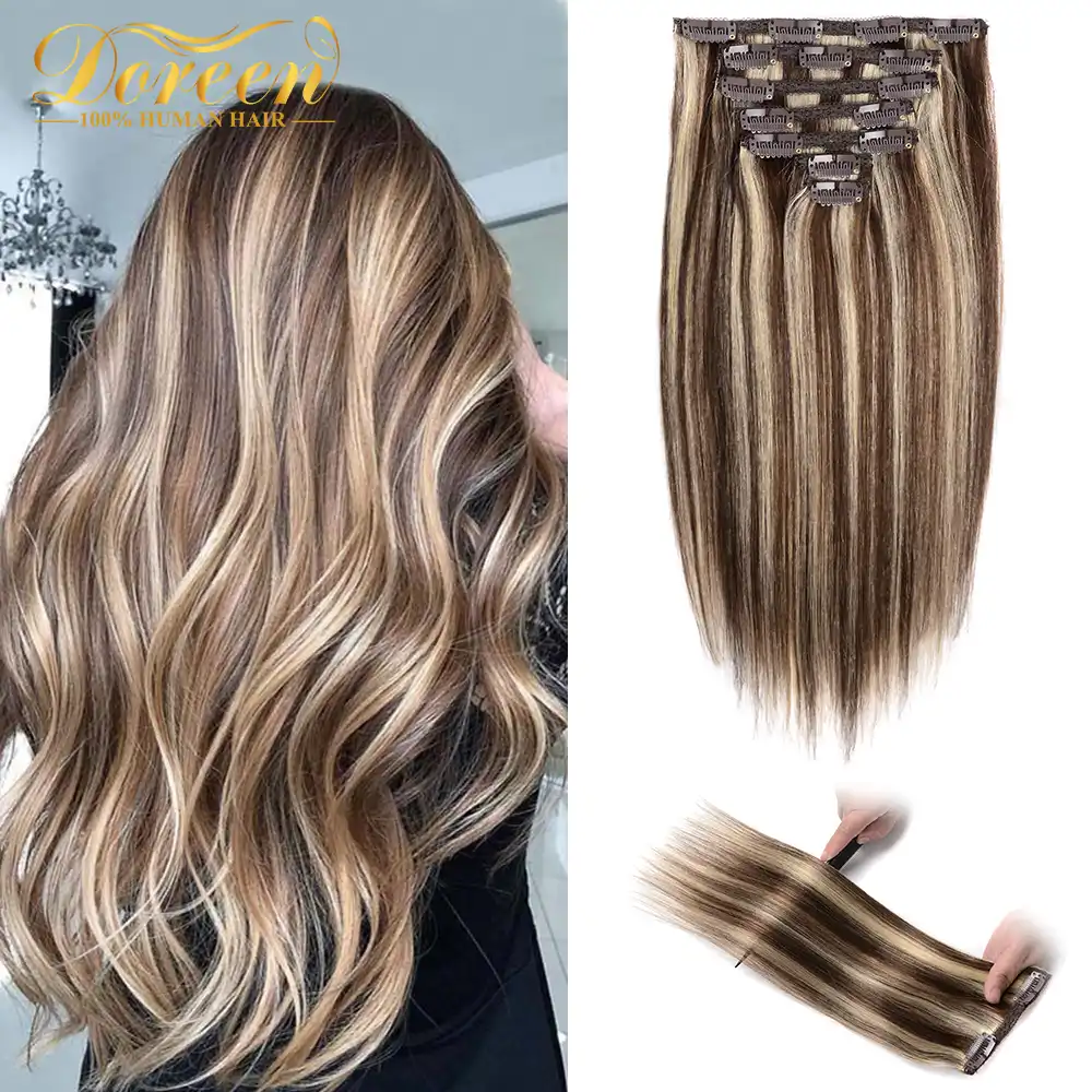 Doreen 280g Natural Hair Clip On Machine Made Remy Full Head Clip In Human Hair Extensions For Short Hair Clip In Hair Extensions Aliexpress