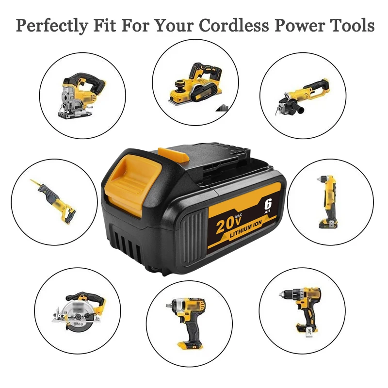 4.0/6.0AH 20v Rechargeable Battery for Dewalt Tools DCB200 DCB204 DCB206 DCB201 Cordless Drill Lithium Replacement Batteries | Электроника