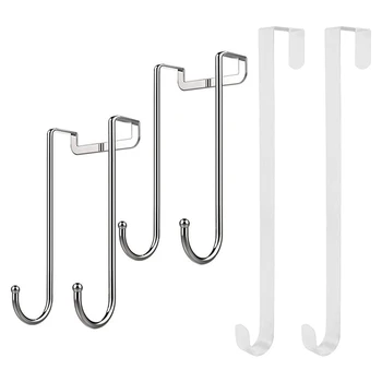

4pcs over the Door Hook S Shaped Heavy Duty for Hanging, Single Hook for Kitchen, Drawer - 2pcs Silver & 2pcs white