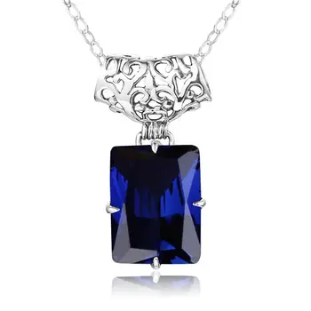 

silver 925 jewelry Dark Blue Sapphire Pendant For Women Real 925 Sterling Silver Vintage Pendant Handmade Romantic Fine Jewelry
