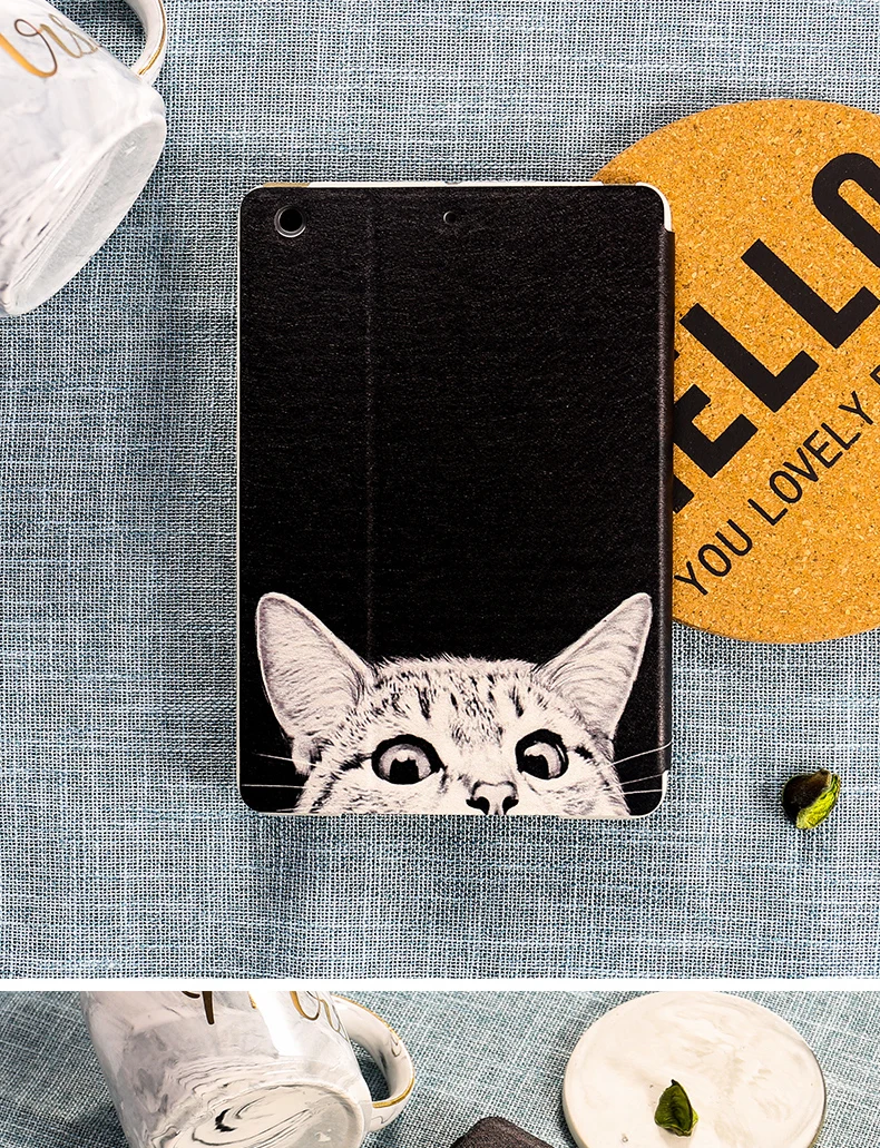 Автоматический будильник смарт-чехол с подставкой для Планшеты ipad Mini1 на возраст 2, 3, 4, 5, ipad air 2 3 pro 10,5 Мультфильм защитный чехол для ipad 2, 3, 4 18 9,7