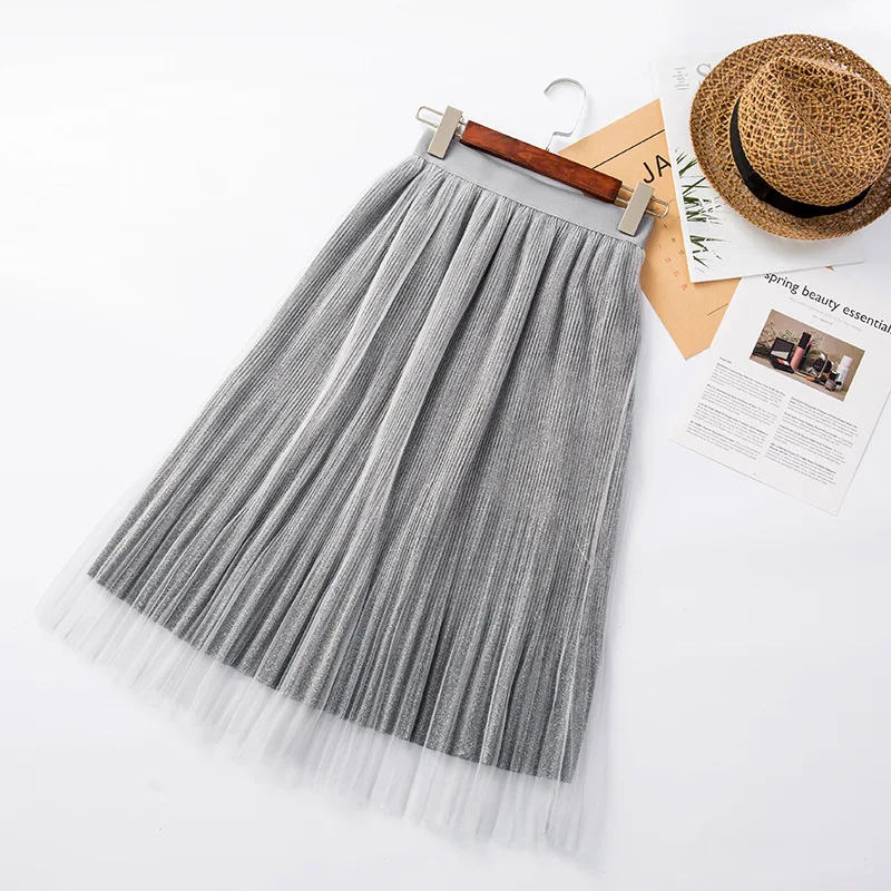 B332 Spring New Style Phnom Penh High-waisted Ultra Large Pendulum Mid-length Gauze Skirt Wholesale