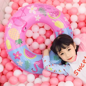 

50/60/70/80/90cm Flamingo Print Children Swimming Ring Adult Inflatable Pool Float Boys Girls Floats Lifebuoy Fun Water Toys