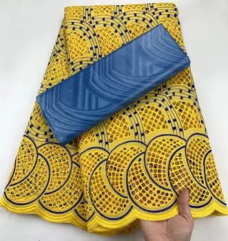 

african bazin riche getzner fabric cotton fabric swiss voile lace in switzerland 2.5+2.5yards swiss lace fabric for dress MZ-A7