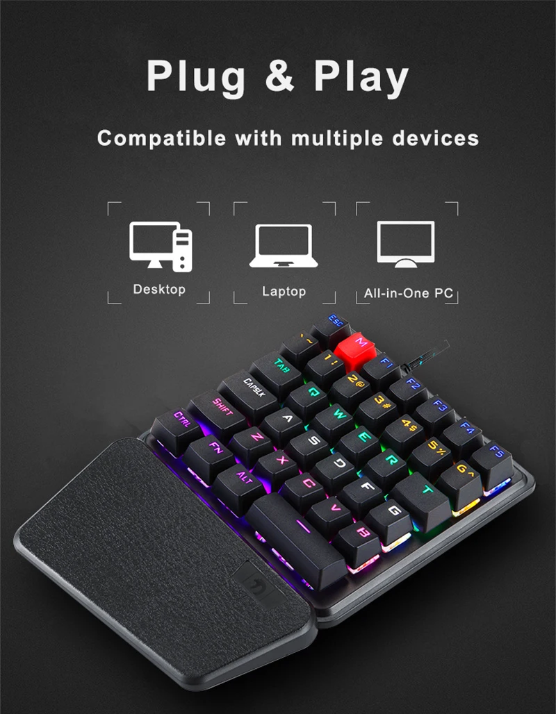 Механическая игровая клавиатура с одной рукой, клавиатура с левой рукой для мобильного телефона PUBG Gamer