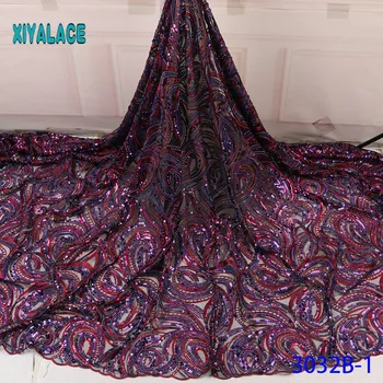 

Nigerian Lace Latest purple African Lace Fabric sequins For Wedding Dress Voile Lace in Switzerland with sequins YA3032B-1