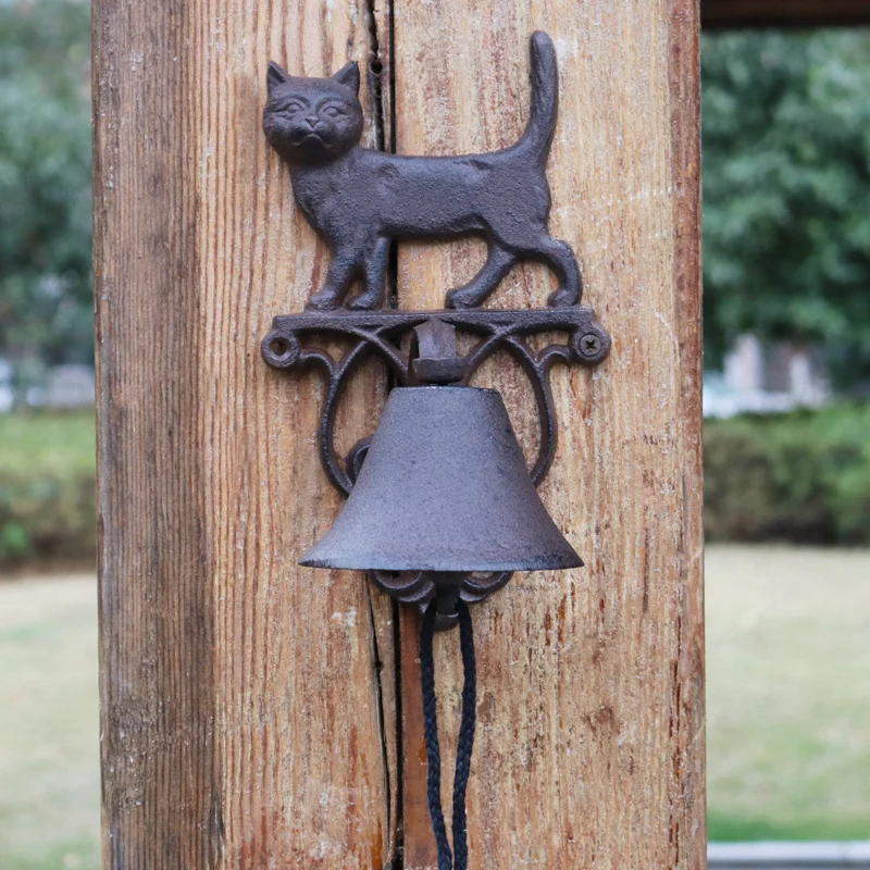 Rustic Cat Cast Iron Garden Decor Hand Cranking Bell European Country Accents Home Wall Mounted Heavy Metal Welcome Door Bell Rustic Cat Cast Iron Garden Decor Hand Cranking Bell European Country Accents Home Wall Mounted Heavy Metal Welcome Door Bell
