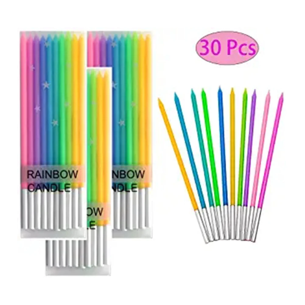 薄い色の長いケーキキャンドル 30個 結婚式 誕生日 パーティー ケーキの装飾用 キャンドル Aliexpress