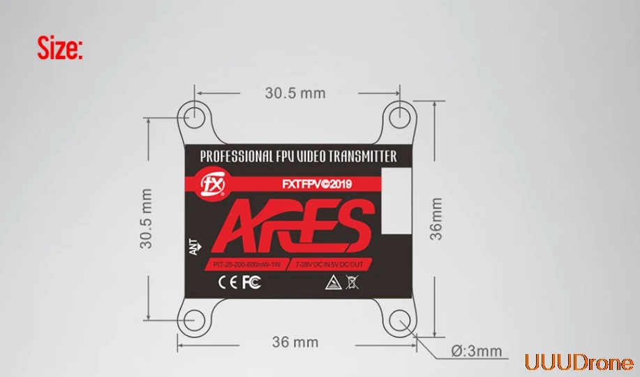 FXT FX893T ARES 5,8 GHz PIT/25 mw/200 mw/600 mw/1 W VTX w/Smart Audio FPV Video MMCX VTX передатчик для RC Racing Drone