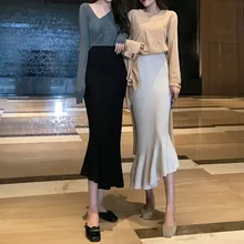 Длинная юбка русалки с эластичной резинкой на талии и оборками; сезон осень-зима; облегающая женская юбка; юбка для девушек; Длинная юбка; Falda Larga Gonne Saia