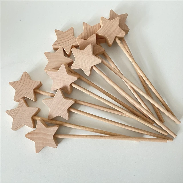 12pcs Wooden Star Fairy Stick Baby Nordic Wood Toys Beech Creative Room Decoration Kids Montessori Educational Toy for Children 2
