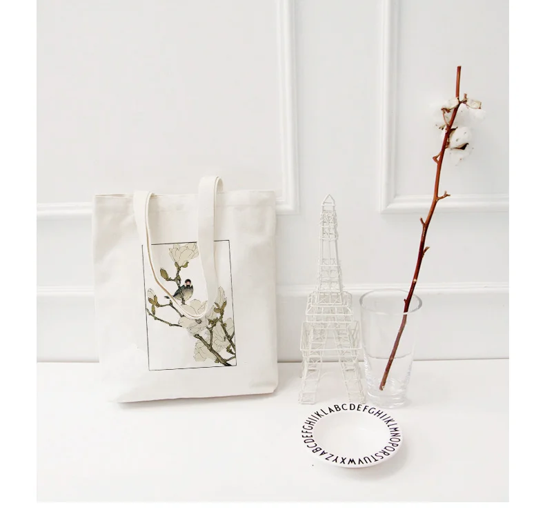 

Chinese elements Shopping Bag Tote Bag Daily Use Text DIY Canvas Handbag Custom Print Logo Eco Reusable Recycle