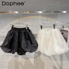 Jupe short bouffante en maille pour femmes, vêtement d'extérieur ample, taille élastique, style féerique, noir, blanc, Biker, nouvelle collection été 2021