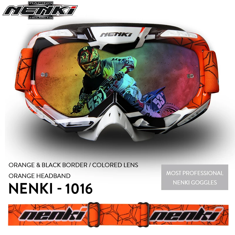 Techline White Kids And Youth Motocross MX ATV Goggles By NENKI For Motorcycle Dirt Bike Offroad Ski Snowboard with Anti Fog and 100% UV Protection Lens NK-1018 