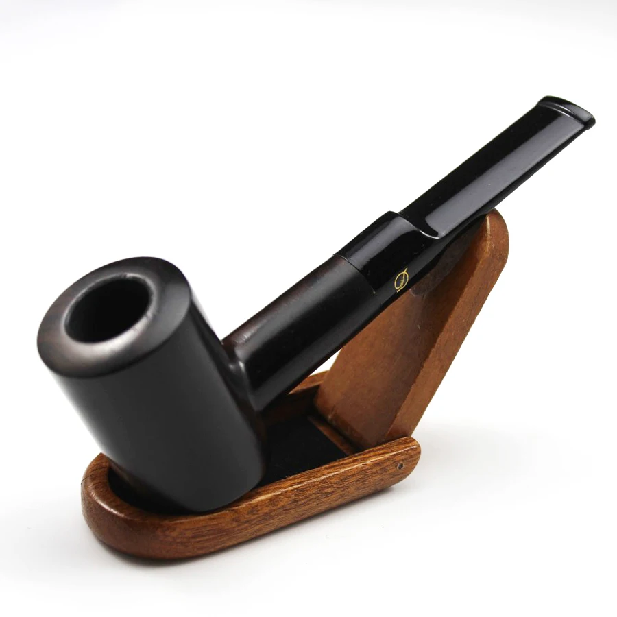 Handmade Nature Ebony Wood Straight Type Smoking Pipe Tobacco Wooden Pipe 10pcs 9mm Filters + Pouch + Holder #540S