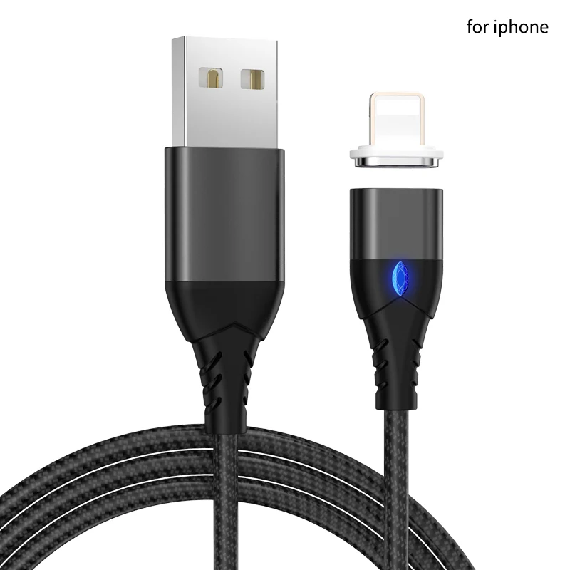 Кабель Micro USB, магнитное зарядное устройство, 1,5 м, для iPhone, samsung, Android, быстрая зарядка, магнитный кабель usb type-C, шнур для мобильного телефона - Цвет: Black for light
