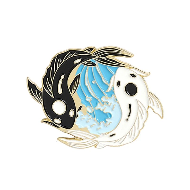 Witch Cat Pins Black and White Yin Yang Moon Star Hugging Sleeping Kitty Brooch Jewelry Magic Lapel pins | Украшения и аксессуары