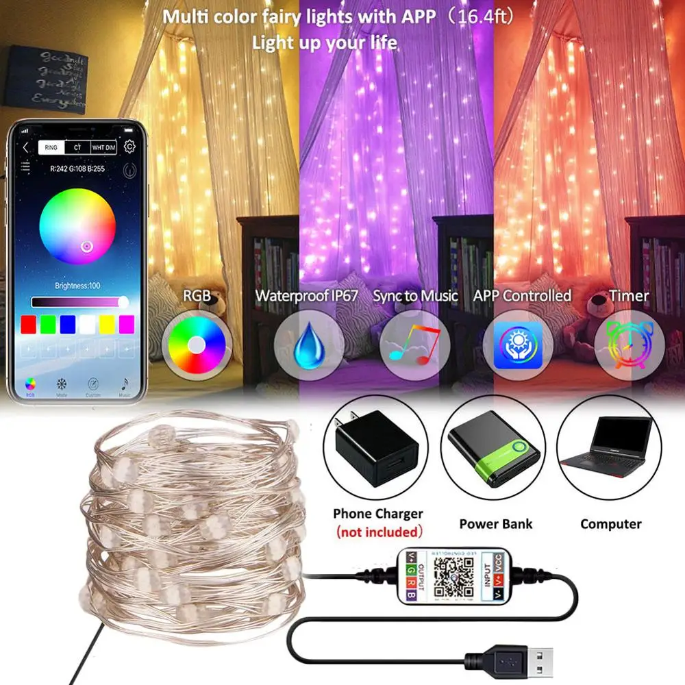 

LED Christmas Light Christmas Tree Decoration Light Smart Bluetooth LED Personalized Light String App Remote Control Lights