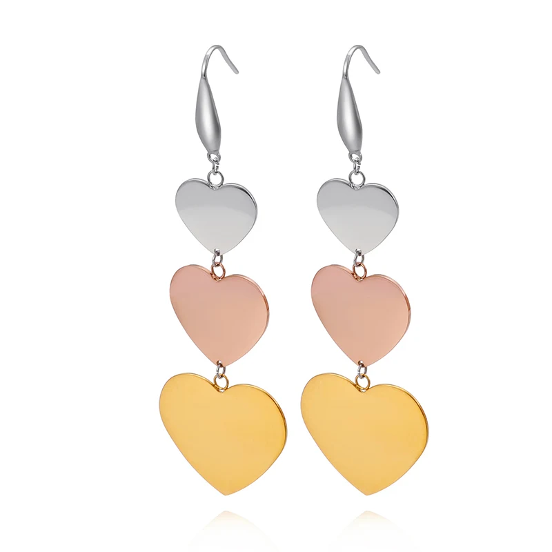 

SEROPAL Simple Cool Girls Three Color Earrings Stainless Steel Waterproof Drop Earrings For Women Fashion Party Accessories