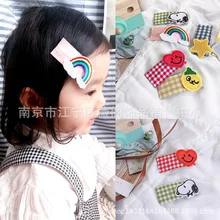 Корейский стиль INS стиль простой плед мультфильм фрукты сердце квадратные дети родитель и ребенок-BB Клип заколки для волос