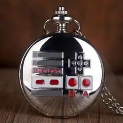 Новая мода геймпад тема кварцевые карманные часы серебряное ожерелье кулон карманные часы Подарки для мужчин и женщин любителей игр