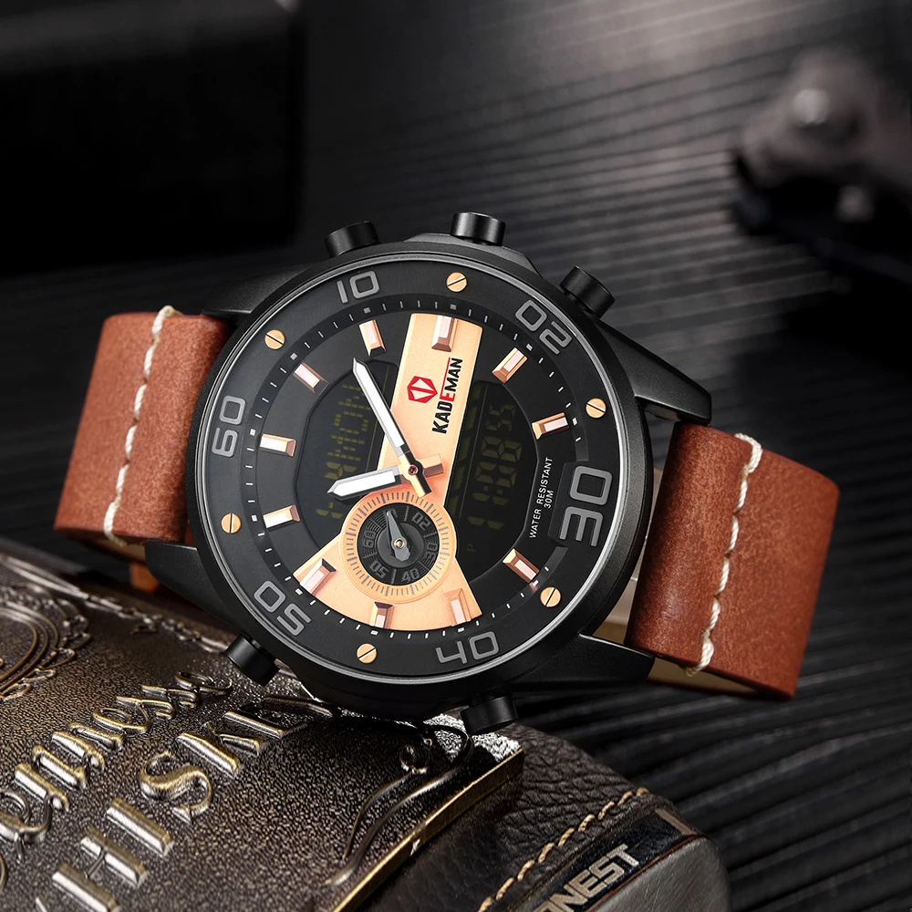 

K6156 Luxury Leather Watch Men Military Sports Quartz Watch Men Best Selling Clock Fashion Faux Leather Analog Quart Watch