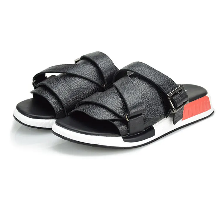 

New Summer Thick Heel Seaside Shoes Men British Style Gladiator Sandals Hook Loop Sandy Beach Men Shoes